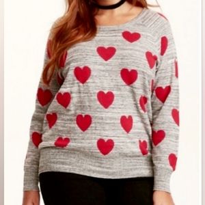 TORRID long sleeve light sweater, with hearts all over